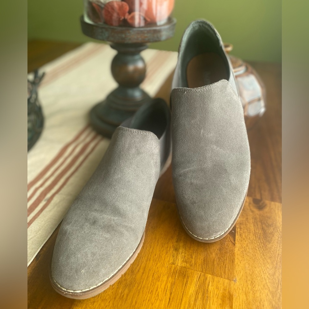 EUC Bjorndal Gray Suede Slip-On Booties